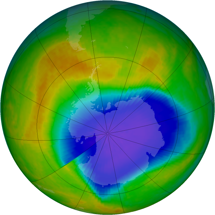 Antarctic ozone map for 29 October 2003